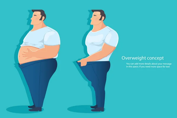 Koncepcja Nadwaga Charakter Brzuch Tłuszczu Wektor Ilustracja — Wektor stockowy