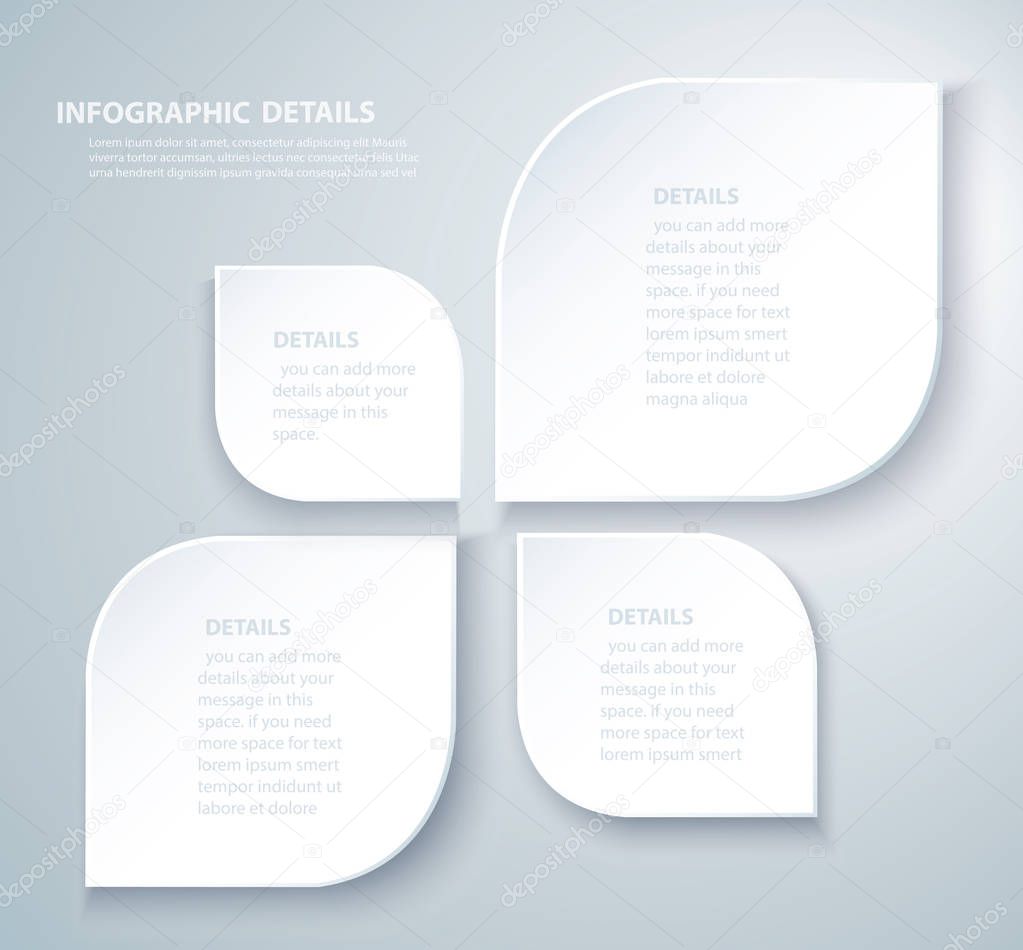 info graphic Vector template with 4 options. Can be used for web, diagram, graph, presentation, chart, report, step by step infographics. Abstract background 