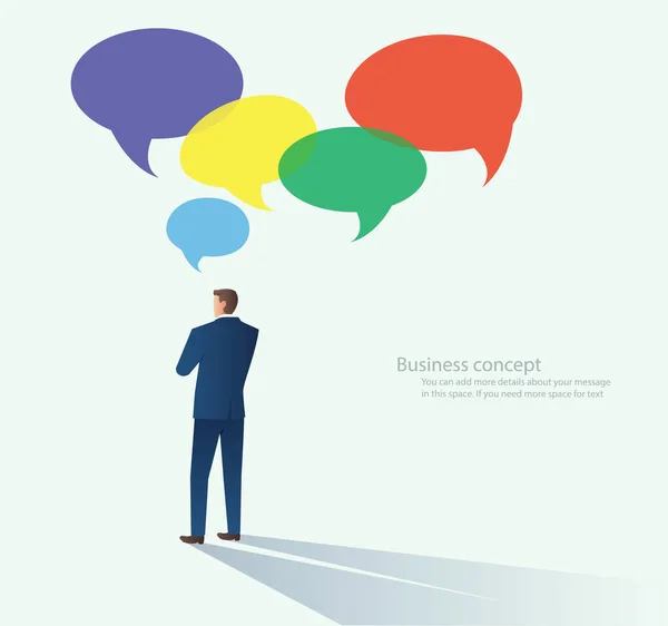 Uomini Affari Con Chat Bolla Vettore Illustrazione Concetto Comunicazione — Vettoriale Stock