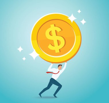 işadamı holding büyük altın sikke. iş kavramı vektör çizim