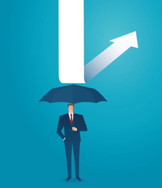 vektör çizim eps10 aşağı ok korumak için işadamı kullanım şemsiye