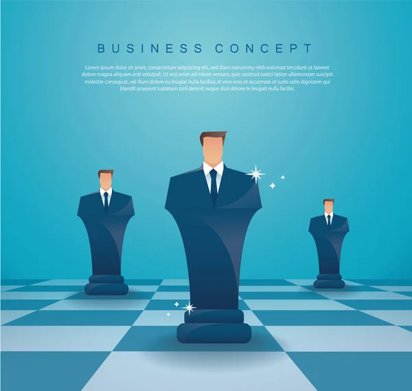 Zakenman Schaken Figuur Business Strategie Concept Vector Illustratie Eps10 — Stockvector