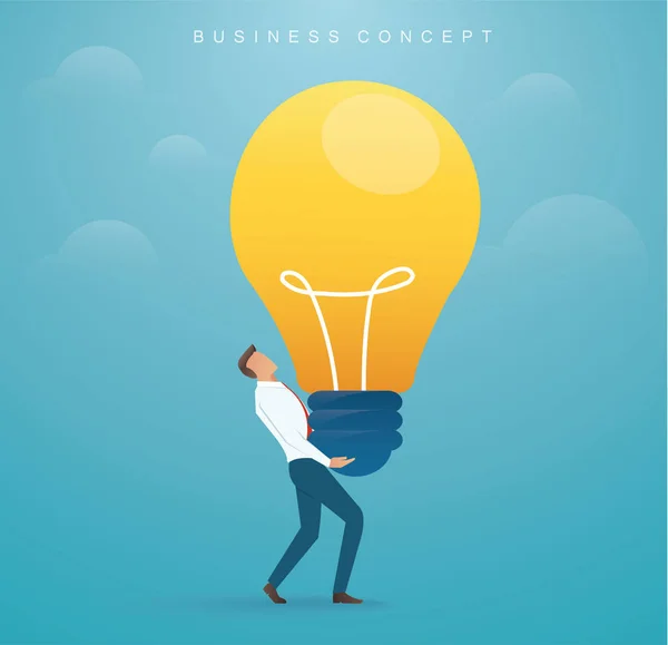 Businessman Carrying Light Bulb Concept Creative Thinking Vector Illustration Eps10 — Stock Vector