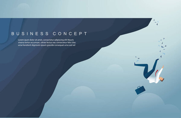 businessman falls into the abyss crisis bankruptcy. vector illustration eps10