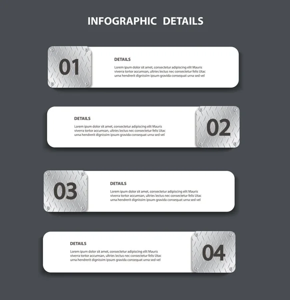 Platte Metall Info Grafik Vorlage Mit Optionen Kann Für Web — Stockvektor