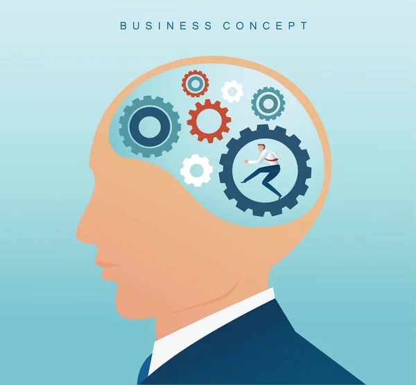businessman with cogs wheel in brain. concept of creative thinking. vector illustration EPS10