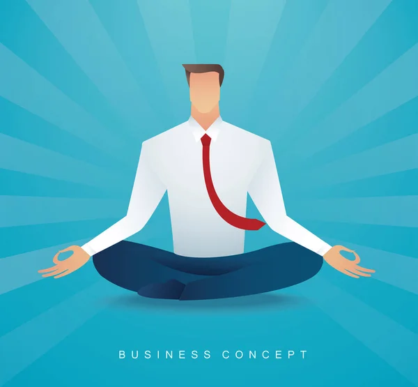 Homem Negócios Sentado Lótus Posar Meditação Limpar Sua Mente Ilustração — Vetor de Stock