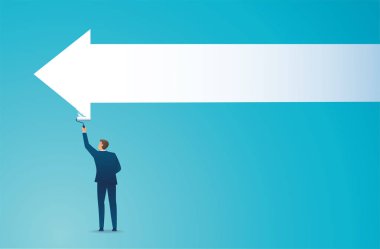 Adam ok işi konseptini boyadı. Vektör illüstrasyonu EPS10