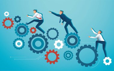 iş adamları dişli dişli ler tekerlek vektör illüstrasyon Eps10 tırmanma