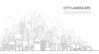 Modern Şehir Skyline çizim çizgisi arka planlar vektör illüstrasyon Eps10