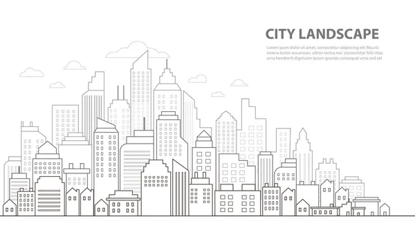 Ciudad Moderna Skyline Dibujo Línea Fondos Vector Ilustración Eps10 — Vector de stock