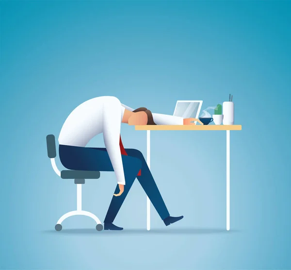 Sleeping Work Tired Business Man Overworking Concept Vector Illustration Eps10 — Stock Vector