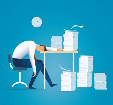 Yorgun iş adamı. aşırı çalışan konsept vektör illüstrasyonu Eps10