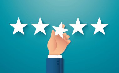 El çabukluğu beş yıldız puanı. Geri besleme konsepti vektör illüstrasyonu