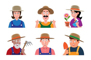 Çizgi film Çiftçi Karakterleri Vektör İllüstrasyonu