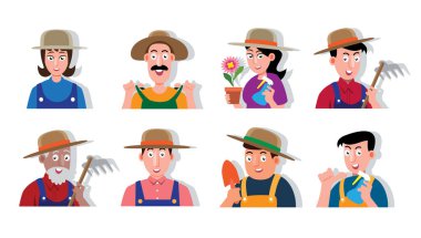 Çizgi film Çiftçi Karakterleri Vektör İllüstrasyonu