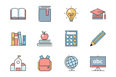 Düz Biçim Pastel Eğitim ve Okul Simgesi Ayarları