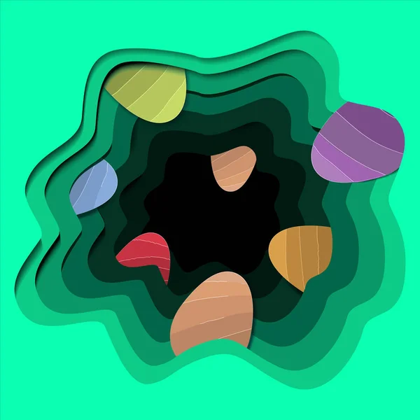 Paskalya yumurtaları kağıttan kesilmiş ve renkli kağıt katmanları arasına yerleştirilir