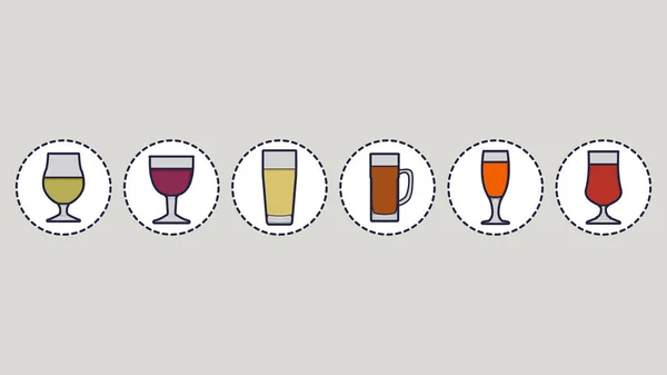 Ilustração Vetorial Copos Cerveja Estilo Moderno Arte Linha —  Vetores de Stock