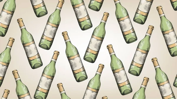 Vektor Illustration Von Weinflaschen Vintage Skizze Stil Muster — Stockvektor