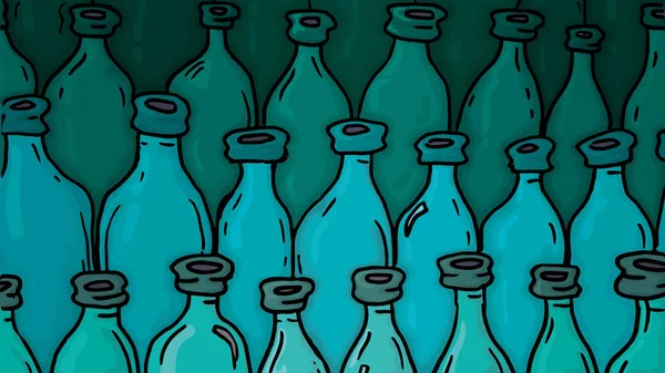 Ilustração vetorial de garrafas coloridas padrão Desenhos animados estilo de esboço —  Vetores de Stock