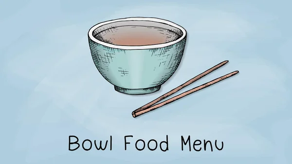 Ilustración Vectorial Bowl Food Menu Template Sketch Style — Vector de stock