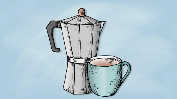 Vektori Kuvittaja Kahvikupin Mocha Sketch Style — vektorikuva