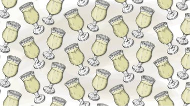 Elma şarabı gözlük desen kroki tarzı vektör çizim