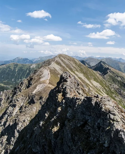 Espectaculra Tatra Montañas Panorama Con Muchos Picos Sendero Senderismo Abajo — Foto de Stock