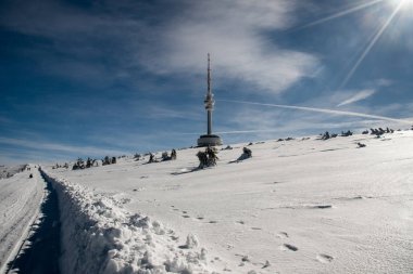 Praded hill kış Jeseniky dağlarında Çek Cumhuriyeti