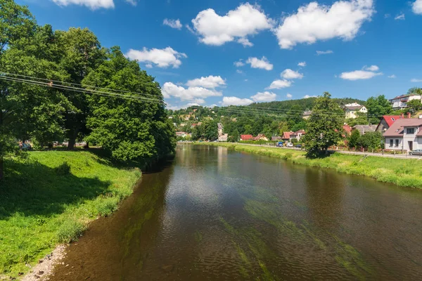 Jizera river in Zelezny Brod town in Czech republic — Stock Photo, Image