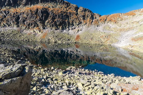 Vysne Wahlenbergovo Pleso Lake Peaks Clouds Reflection Furkotska Dolina Valley — Stock Photo, Image