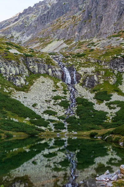 Velicky Vodopad Waterfall Velicke Pleso Lake Velicka Dolina Valley Sliezsky — Stock Photo, Image