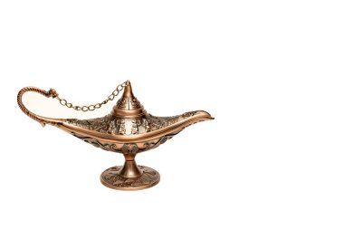 beyaz bir arka plan üzerinde sihirli lamba Aladdin