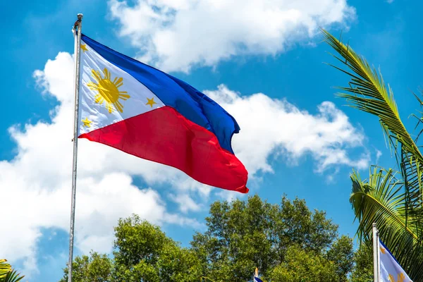 Philippines National Flag Flying Wind Philippines — Stock Photo, Image