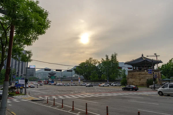 Seul Souith Coreia Junho 2018 Gwanghwamun Main Gate Gyeongbok Palace — Fotografia de Stock