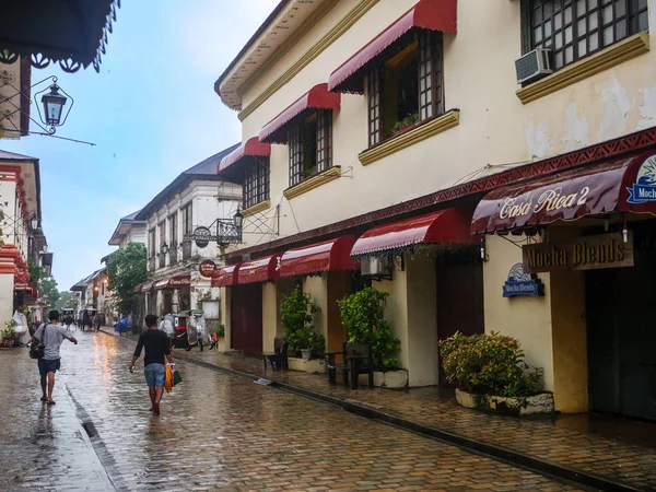 Aug 2018 Vigan City Filipinas Pessoas Que Caminham Centro Vigan — Fotografia de Stock