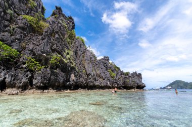 Güzel manzara gizli plaj El Nido Palawan, Filipinler