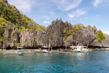 Güzel manzara gizli plaj El Nido Palawan, Filipinler