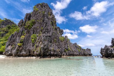 Güzel manzara gizli plaj El Nido Palawan, Filipinler