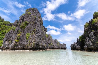 Güzel manzara gizli plaj El Nido Palawan, Filipinler