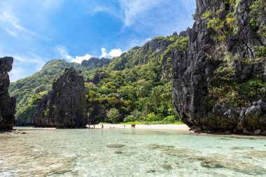 Güzel manzara gizli plaj El Nido Palawan, Filipinler