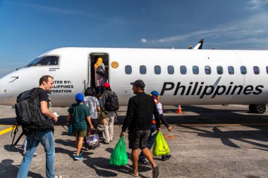 Aralık 21,2018 yolcu uçağa havaalanında Clark, Clark, Filipinler yatılı