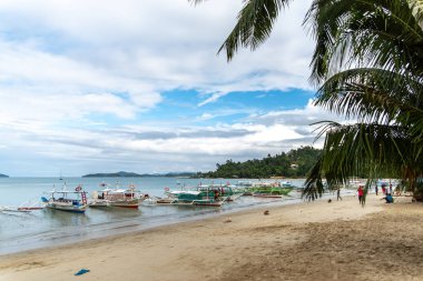 Aralık 25,2018 insanlar tatile bağlantı noktası Barton, Palawan, Filipinler