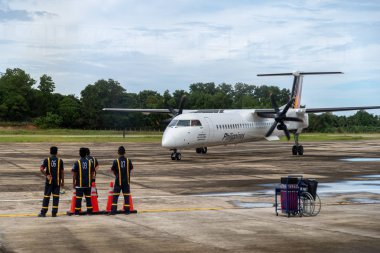 25 Aralık 2018 uçak yolcu, Palawan, Filipinler almaya San Vincente Havaalanı terminaline taşımak