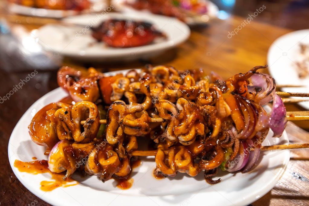 Filipino style squid barbeque