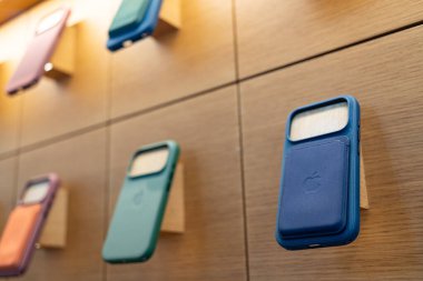 new iPhone 17 Pro max silicone case with MagSafe charging in a store.