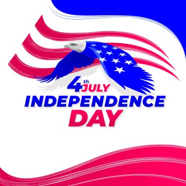 Bağımsızlık Günü, Amerika kartalının ulusal bayrak renkleri. Tebrik kartı. Kare.