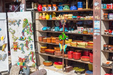 Hediyelik eşya çanak çömlek dükkanı kuzey Tenerife İspanya batısında Masca Köyü