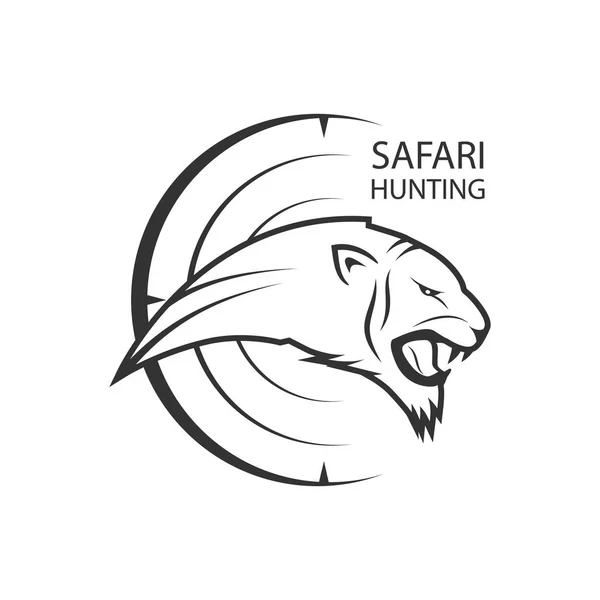 Cartel Safari Africano Con León Tigre Para Cazar — Vector de stock
